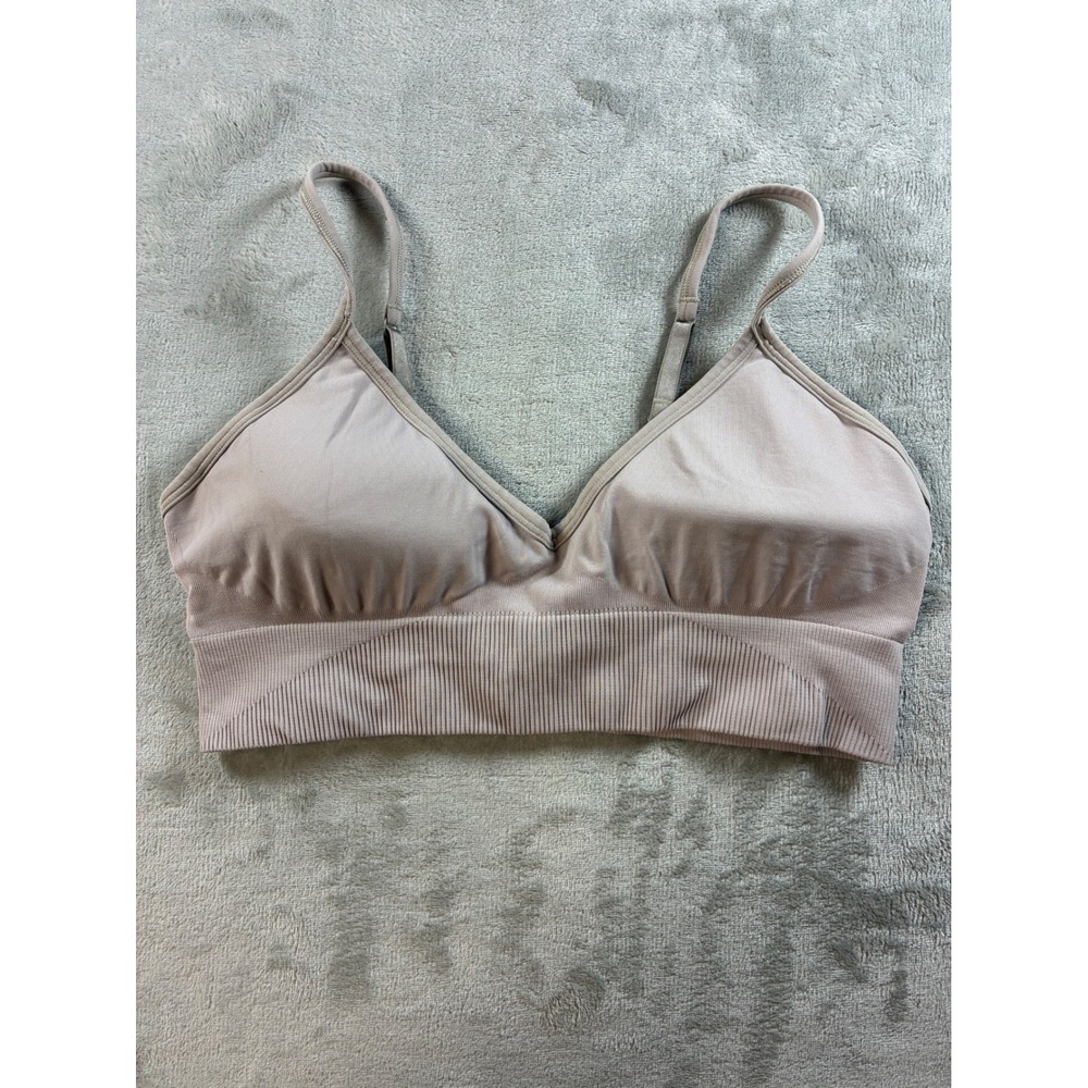 Lululemon Ebb to Street Bra II Mauve Taupe Ribbed Yoga Sports Bra Size 12